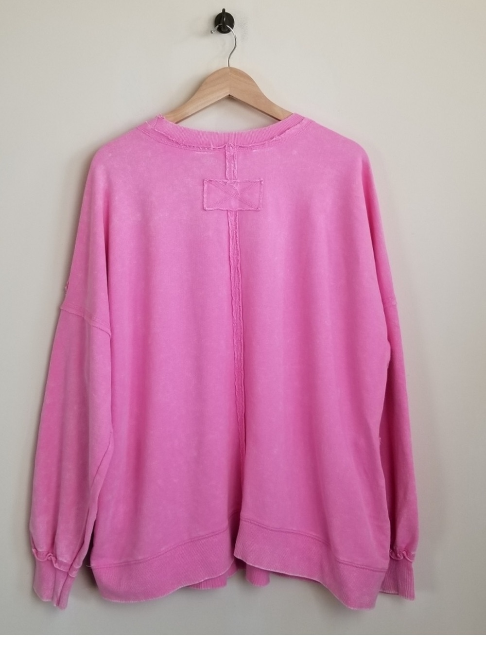Zenana Outfitters Bubblegum Pink Crewneck Pocket Sweater - Picture 2 of 3